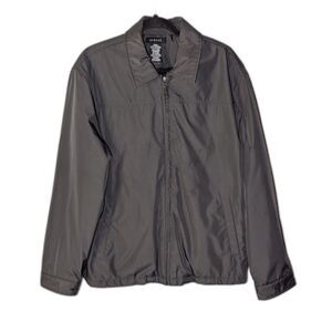 George Men's Jacket Large Brown Lightweight Quilted Lined Full Zip Casual Coat